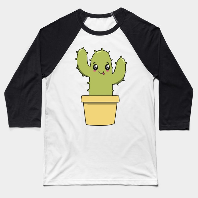 Cute Cactus Kawaii Baseball T-Shirt by IstoriaDesign